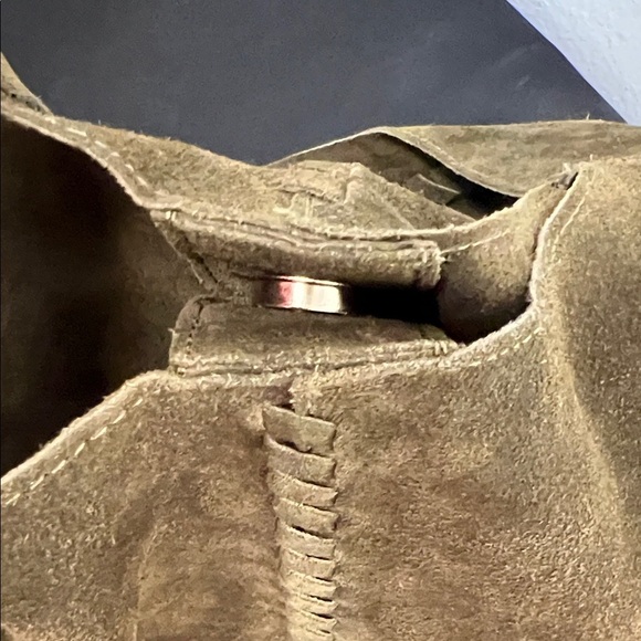 Haute Hippie | Olive Green Suede/Leather Festival Hobo Bag w/ Matching Mini Bag - Picture 10 of 16